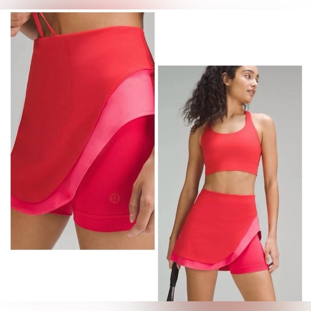 LULULEMON Asymmetrical Layered HR Tennis Skirt
Size 2
Red/ Pink
MSRP $88